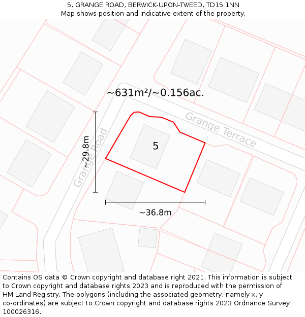 5, GRANGE ROAD, BERWICK-UPON-TWEED, TD15 1NN: Plot and title map