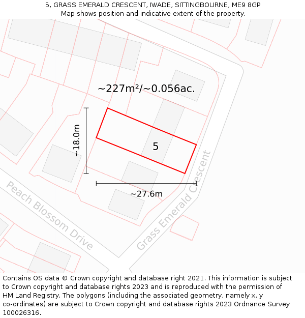 5, GRASS EMERALD CRESCENT, IWADE, SITTINGBOURNE, ME9 8GP: Plot and title map