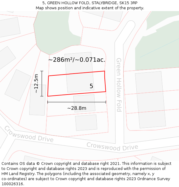 5, GREEN HOLLOW FOLD, STALYBRIDGE, SK15 3RP: Plot and title map