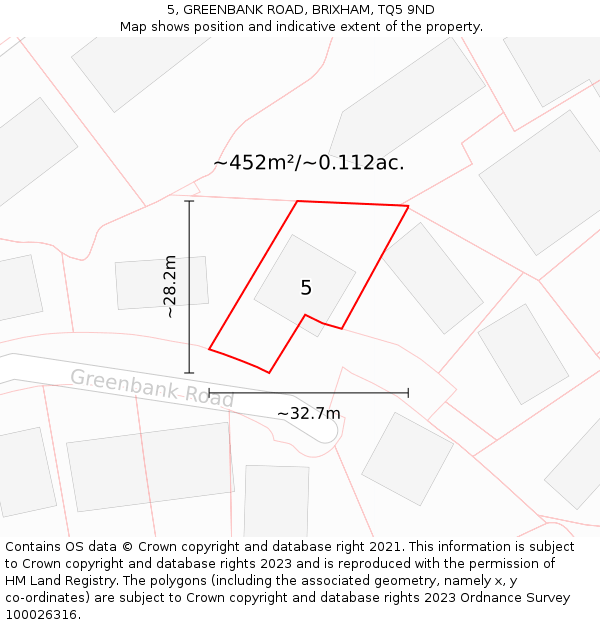 5, GREENBANK ROAD, BRIXHAM, TQ5 9ND: Plot and title map