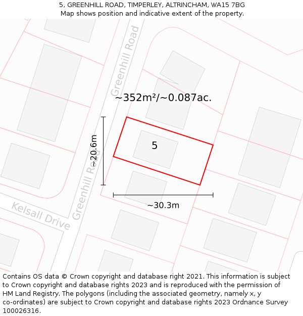 5, GREENHILL ROAD, TIMPERLEY, ALTRINCHAM, WA15 7BG: Plot and title map