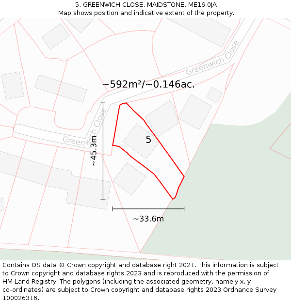 5, GREENWICH CLOSE, MAIDSTONE, ME16 0JA: Plot and title map