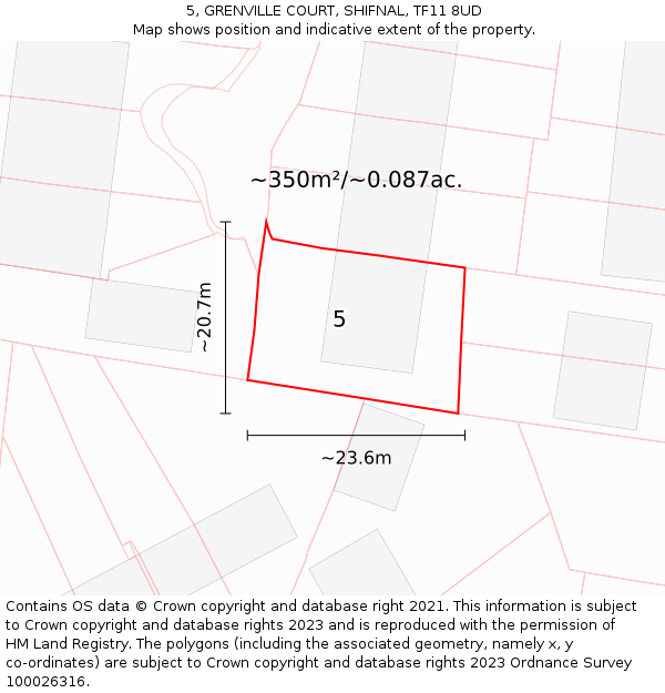 5, GRENVILLE COURT, SHIFNAL, TF11 8UD: Plot and title map