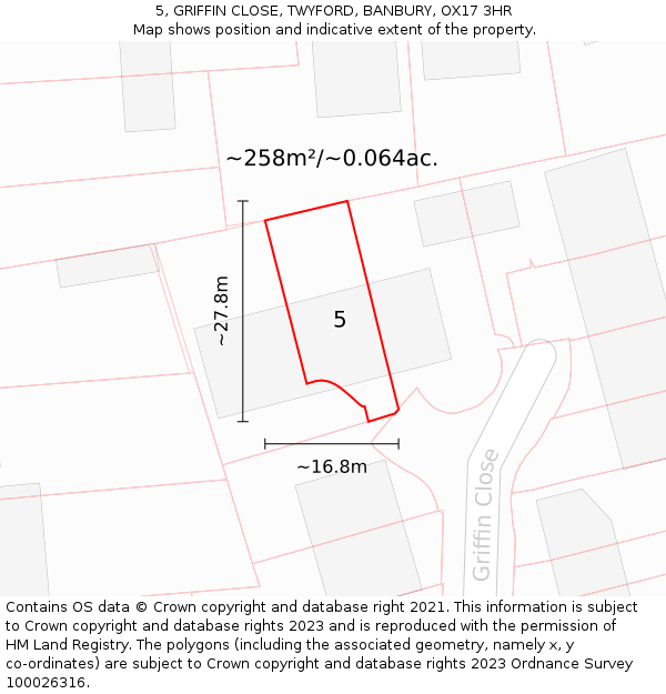 5, GRIFFIN CLOSE, TWYFORD, BANBURY, OX17 3HR: Plot and title map