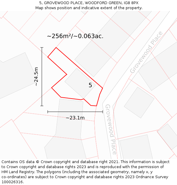 5, GROVEWOOD PLACE, WOODFORD GREEN, IG8 8PX: Plot and title map