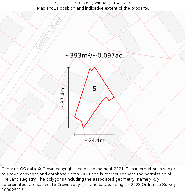 5, GUFFITTS CLOSE, WIRRAL, CH47 7BX: Plot and title map
