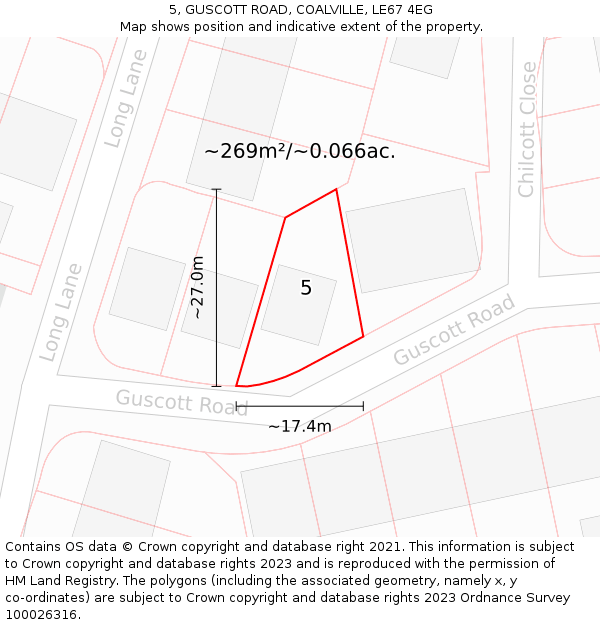 5, GUSCOTT ROAD, COALVILLE, LE67 4EG: Plot and title map