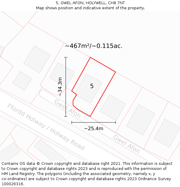 5, GWEL AFON, HOLYWELL, CH8 7NT: Plot and title map