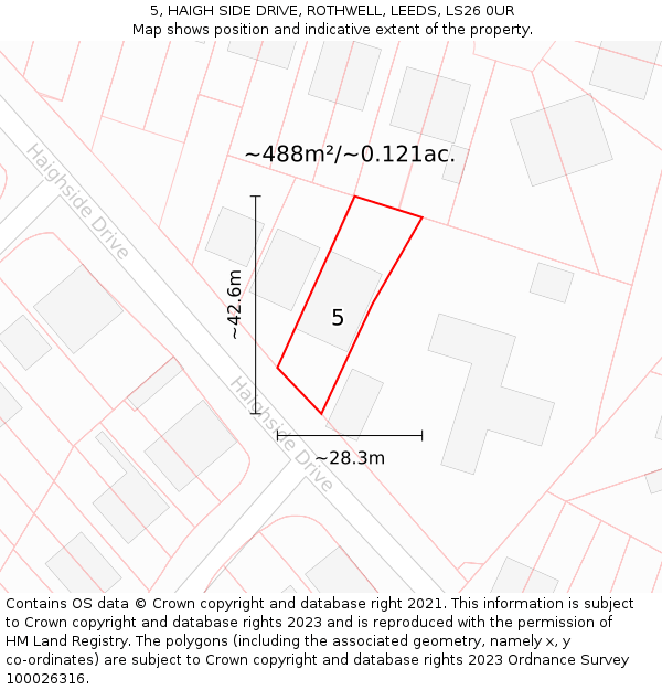 5, HAIGH SIDE DRIVE, ROTHWELL, LEEDS, LS26 0UR: Plot and title map