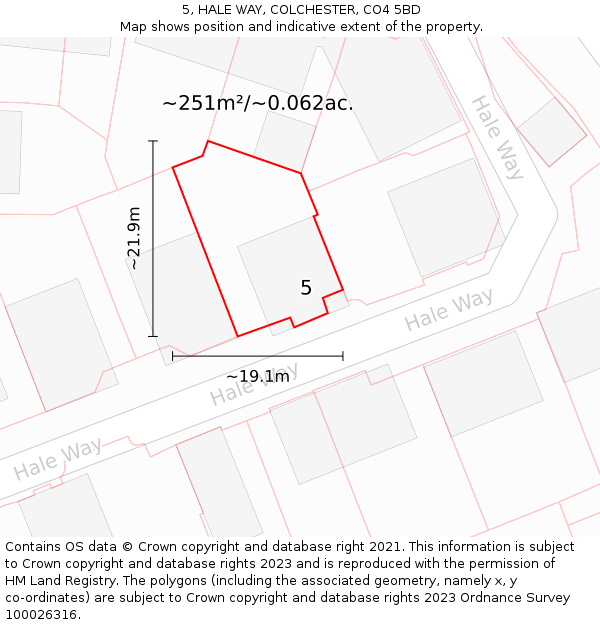 5, HALE WAY, COLCHESTER, CO4 5BD: Plot and title map