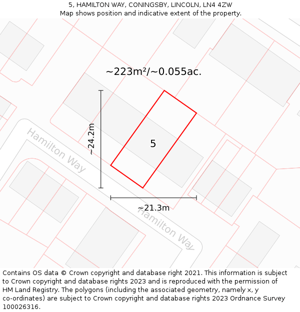 5, HAMILTON WAY, CONINGSBY, LINCOLN, LN4 4ZW: Plot and title map