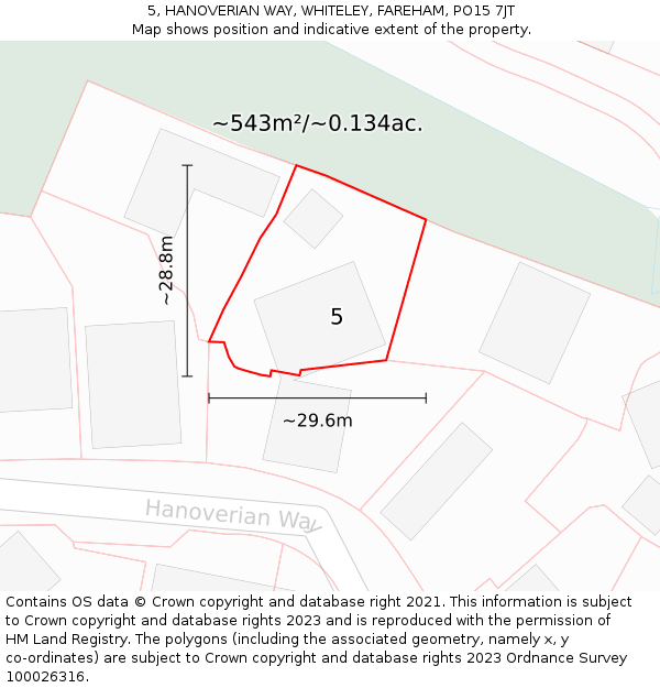 5, HANOVERIAN WAY, WHITELEY, FAREHAM, PO15 7JT: Plot and title map