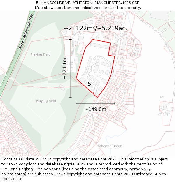 5, HANSOM DRIVE, ATHERTON, MANCHESTER, M46 0SE: Plot and title map