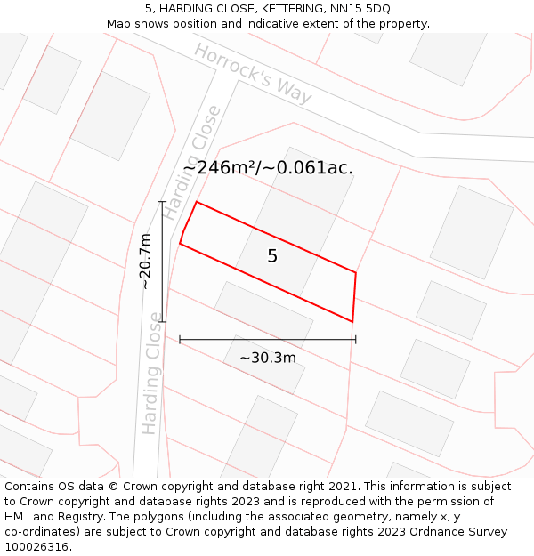 5, HARDING CLOSE, KETTERING, NN15 5DQ: Plot and title map