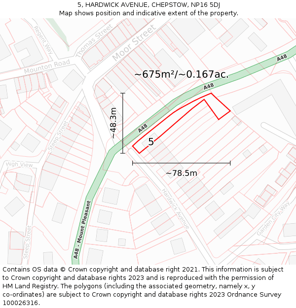 5, HARDWICK AVENUE, CHEPSTOW, NP16 5DJ: Plot and title map