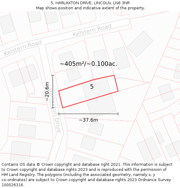 5, HARLAXTON DRIVE, LINCOLN, LN6 3NR: Plot and title map