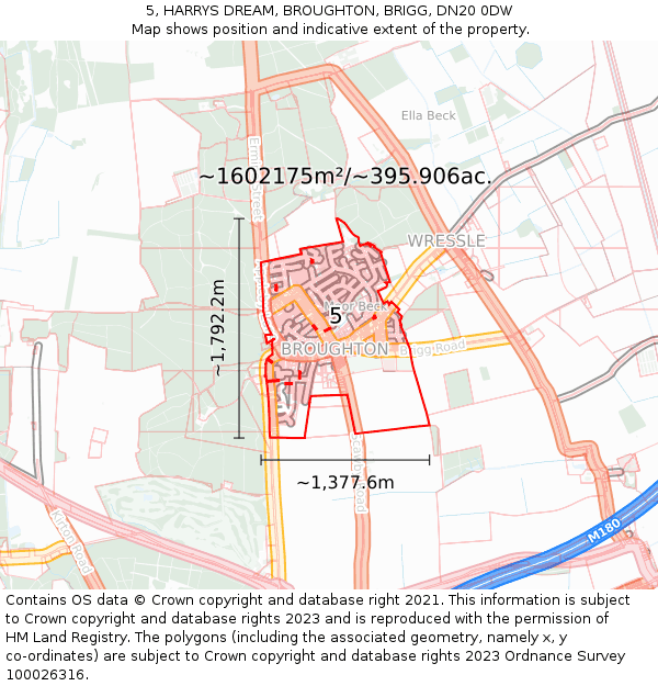 5, HARRYS DREAM, BROUGHTON, BRIGG, DN20 0DW: Plot and title map