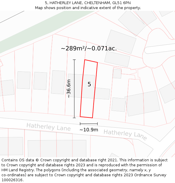 5, HATHERLEY LANE, CHELTENHAM, GL51 6PN: Plot and title map