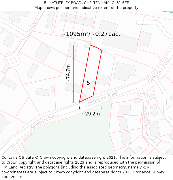 5, HATHERLEY ROAD, CHELTENHAM, GL51 6EB: Plot and title map