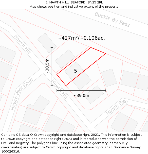 5, HAWTH HILL, SEAFORD, BN25 2RL: Plot and title map