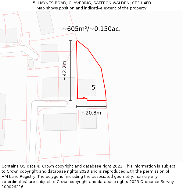 5, HAYNES ROAD, CLAVERING, SAFFRON WALDEN, CB11 4FB: Plot and title map