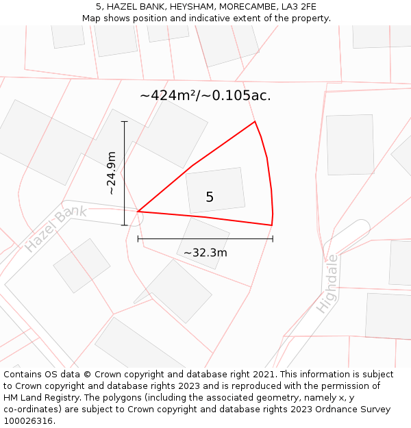 5, HAZEL BANK, HEYSHAM, MORECAMBE, LA3 2FE: Plot and title map