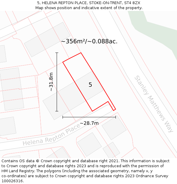 5, HELENA REPTON PLACE, STOKE-ON-TRENT, ST4 8ZX: Plot and title map