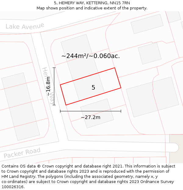 5, HEMERY WAY, KETTERING, NN15 7RN: Plot and title map