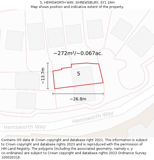 5, HEMSWORTH WAY, SHREWSBURY, SY1 2AH: Plot and title map