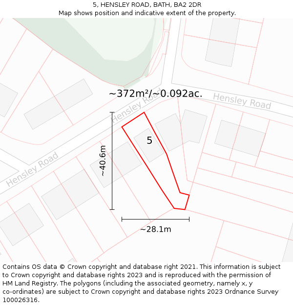 5, HENSLEY ROAD, BATH, BA2 2DR: Plot and title map