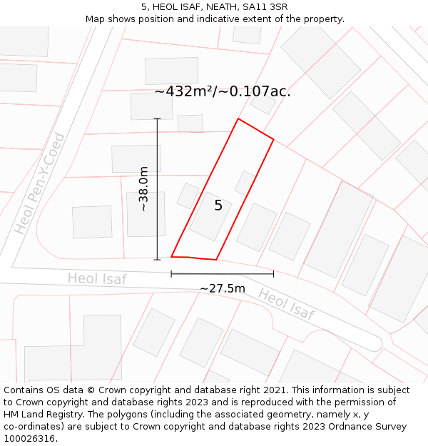 5, HEOL ISAF, NEATH, SA11 3SR: Plot and title map