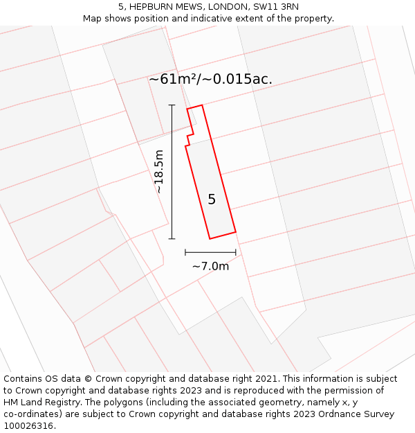 5, HEPBURN MEWS, LONDON, SW11 3RN: Plot and title map