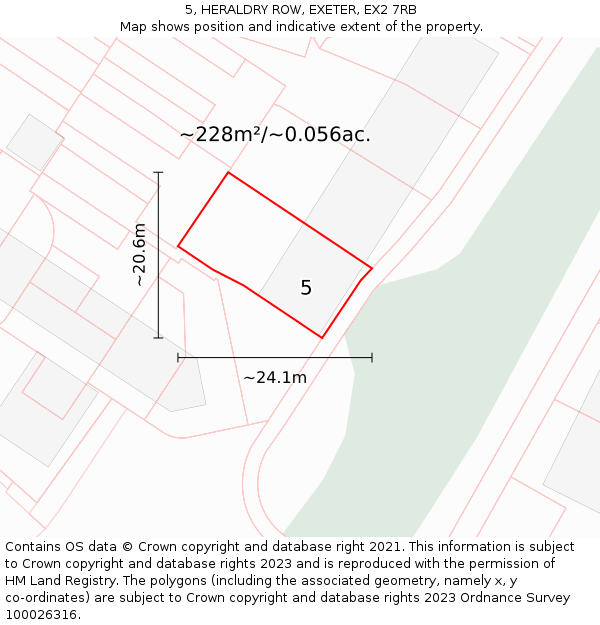 5, HERALDRY ROW, EXETER, EX2 7RB: Plot and title map