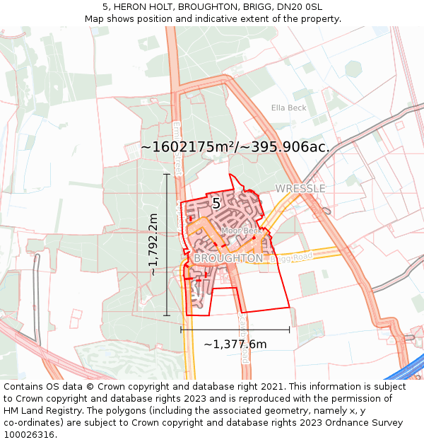 5, HERON HOLT, BROUGHTON, BRIGG, DN20 0SL: Plot and title map