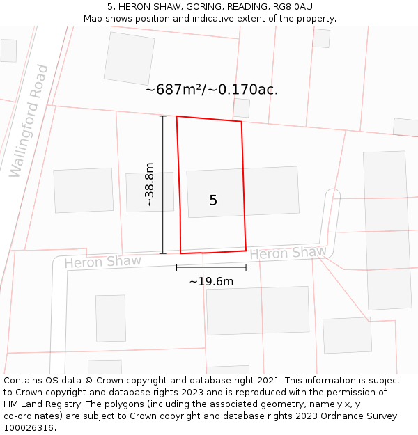 5, HERON SHAW, GORING, READING, RG8 0AU: Plot and title map