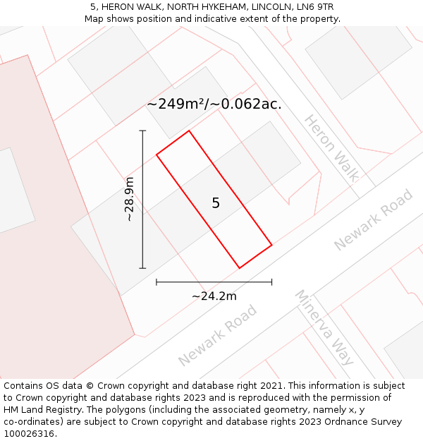 5, HERON WALK, NORTH HYKEHAM, LINCOLN, LN6 9TR: Plot and title map