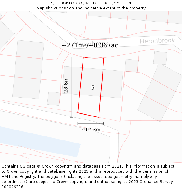 5, HERONBROOK, WHITCHURCH, SY13 1BE: Plot and title map