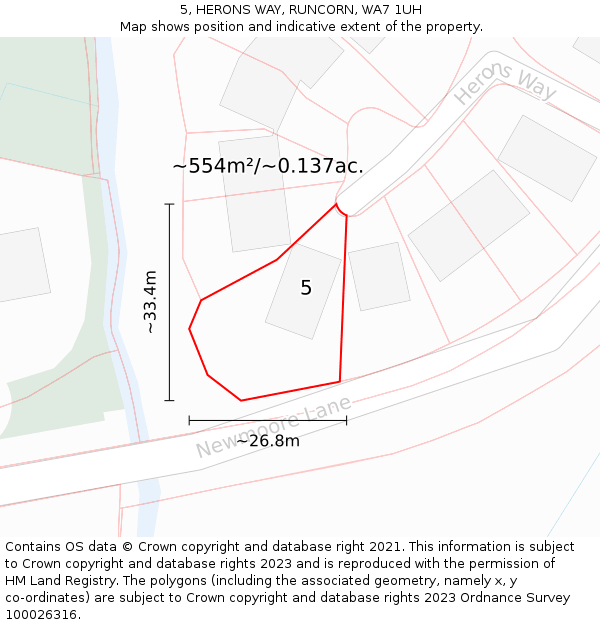 5, HERONS WAY, RUNCORN, WA7 1UH: Plot and title map