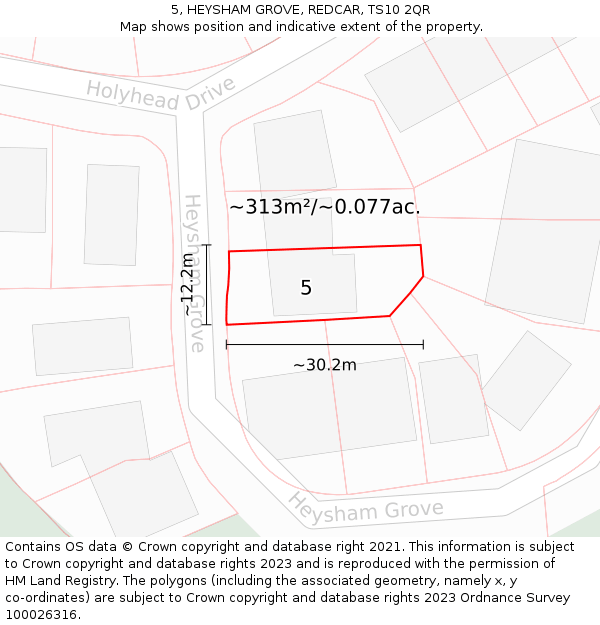 5, HEYSHAM GROVE, REDCAR, TS10 2QR: Plot and title map