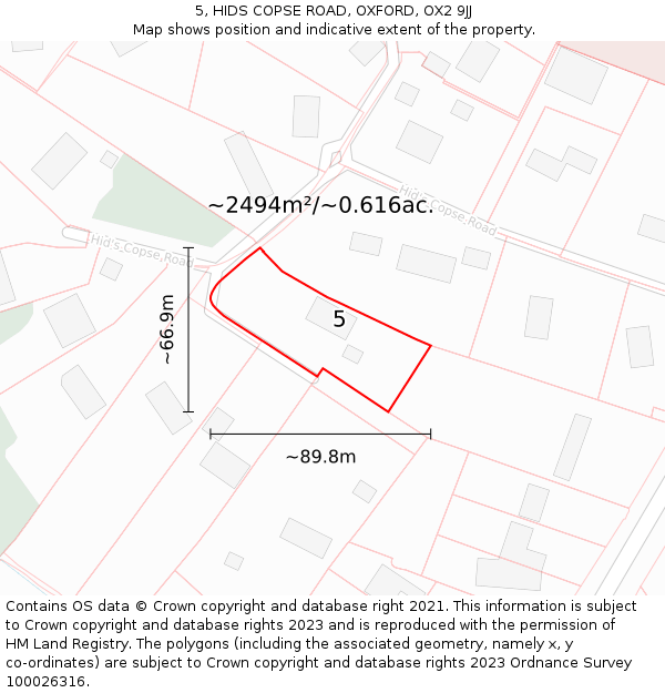 5, HIDS COPSE ROAD, OXFORD, OX2 9JJ: Plot and title map