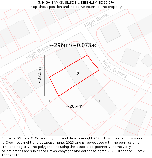 5, HIGH BANKS, SILSDEN, KEIGHLEY, BD20 0FA: Plot and title map