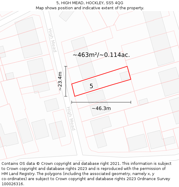 5, HIGH MEAD, HOCKLEY, SS5 4QG: Plot and title map