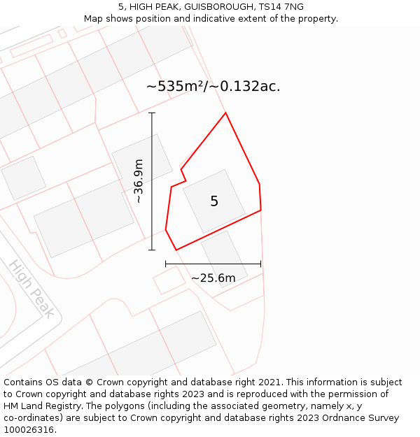 5, HIGH PEAK, GUISBOROUGH, TS14 7NG: Plot and title map