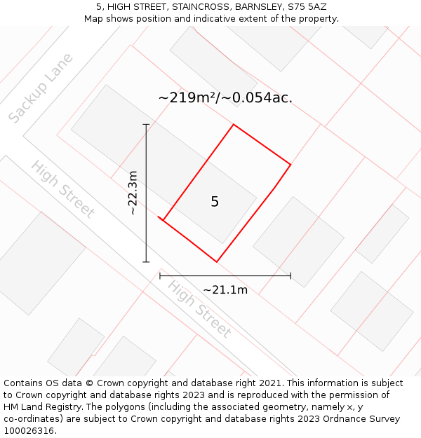 5, HIGH STREET, STAINCROSS, BARNSLEY, S75 5AZ: Plot and title map