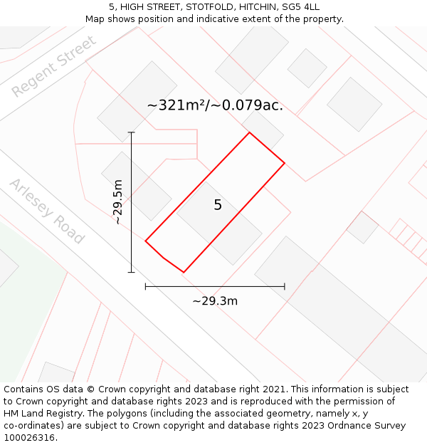 5, HIGH STREET, STOTFOLD, HITCHIN, SG5 4LL: Plot and title map