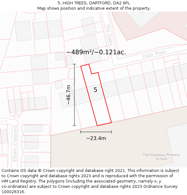 5, HIGH TREES, DARTFORD, DA2 6PL: Plot and title map