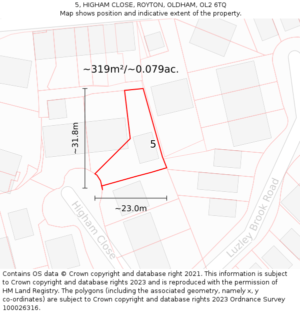 5, HIGHAM CLOSE, ROYTON, OLDHAM, OL2 6TQ: Plot and title map