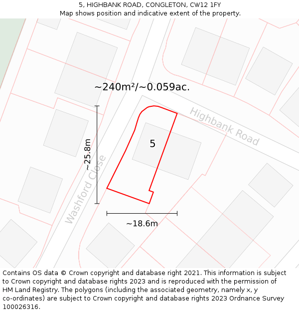 5, HIGHBANK ROAD, CONGLETON, CW12 1FY: Plot and title map