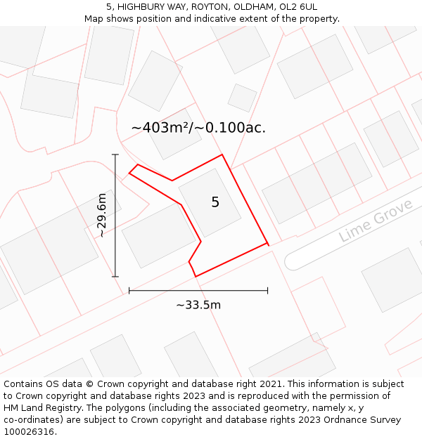 5, HIGHBURY WAY, ROYTON, OLDHAM, OL2 6UL: Plot and title map