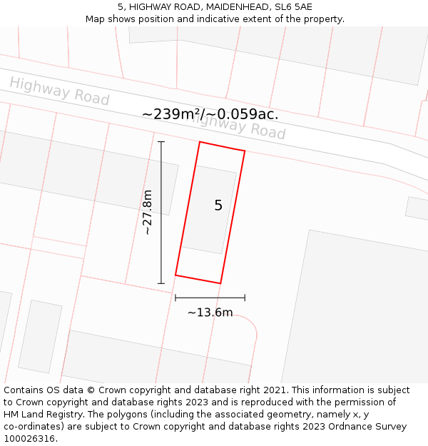 5, HIGHWAY ROAD, MAIDENHEAD, SL6 5AE: Plot and title map